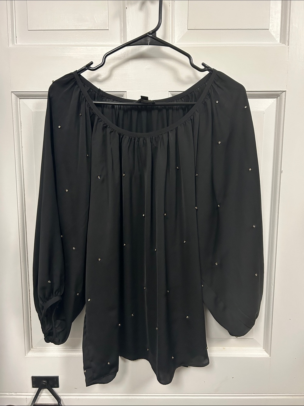 New Without Tags Greylin Silky Boho Style Top With Rhinestone Details